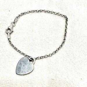Etsy 925 Sterling Silver Blank Dainty Heart Charm Chain Bracelet